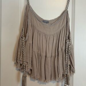 Aerie Taupe Camisole with Tassel Details